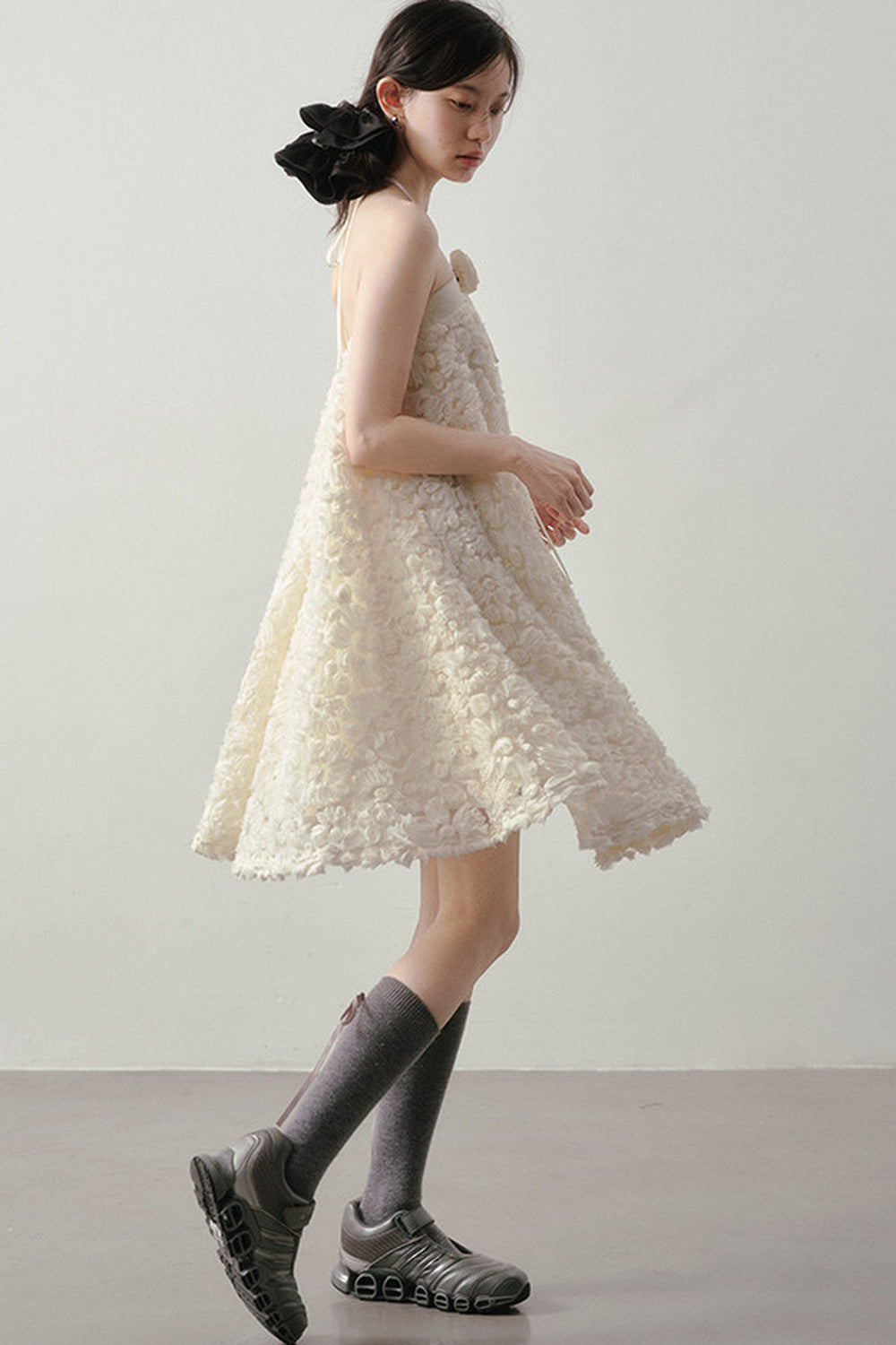 Robe jacquard blanc lait