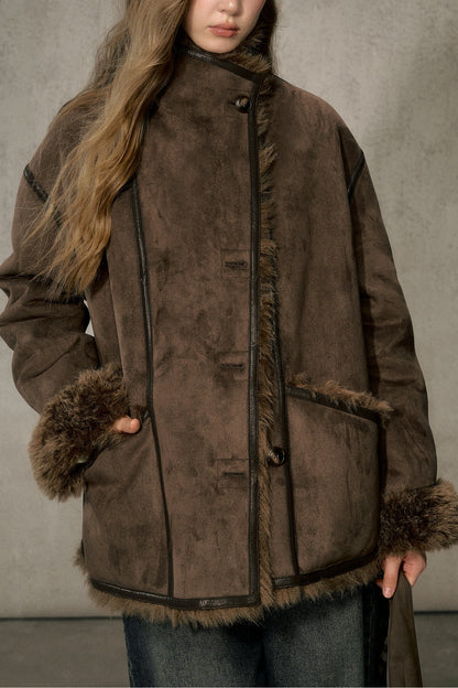 Reversible Faux Suede Fur Jacket