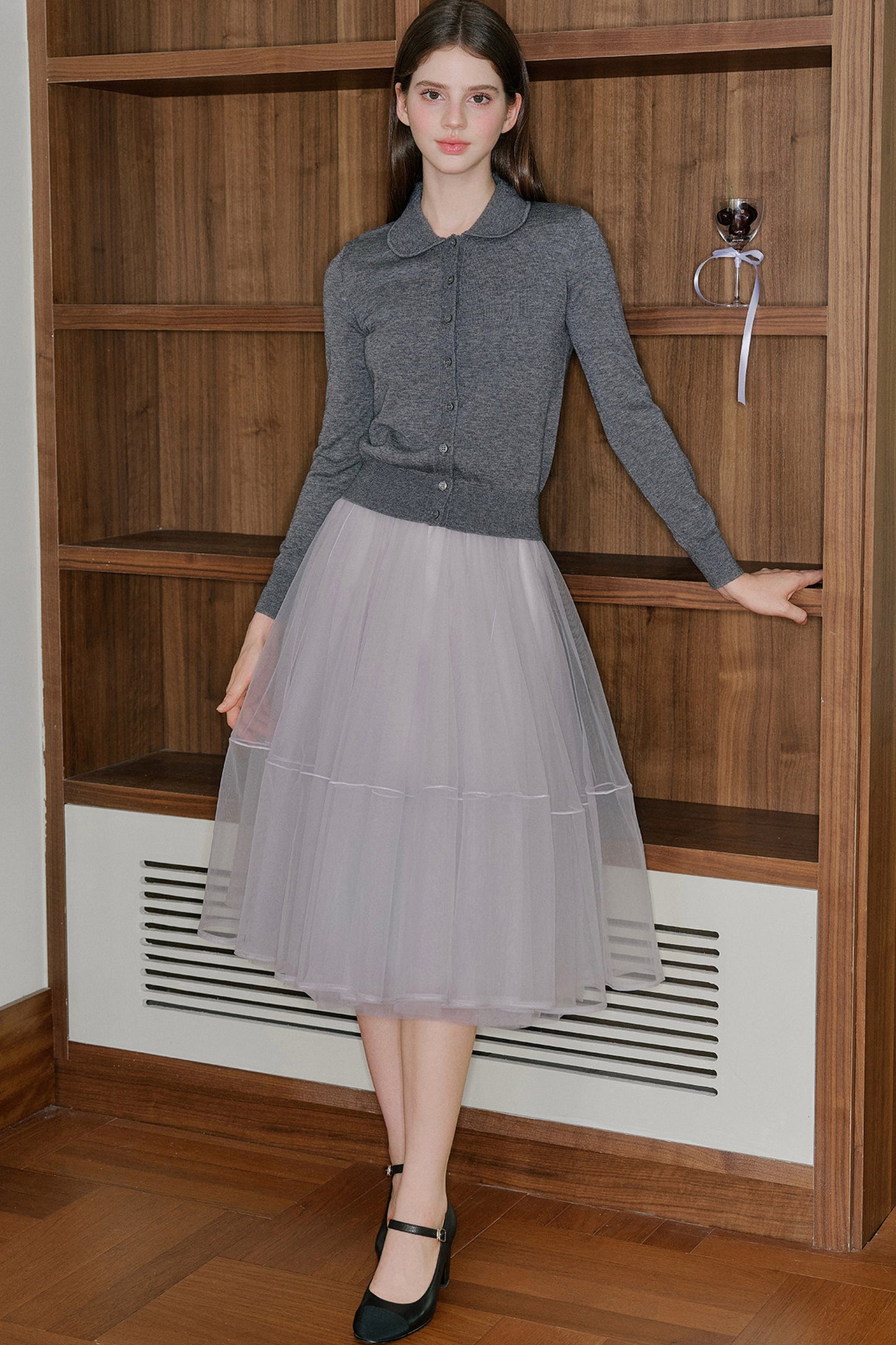 Long Sleeve Doll Collar Knitted Top