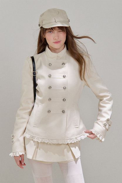 Double-Breasted Stand Collar Jacket