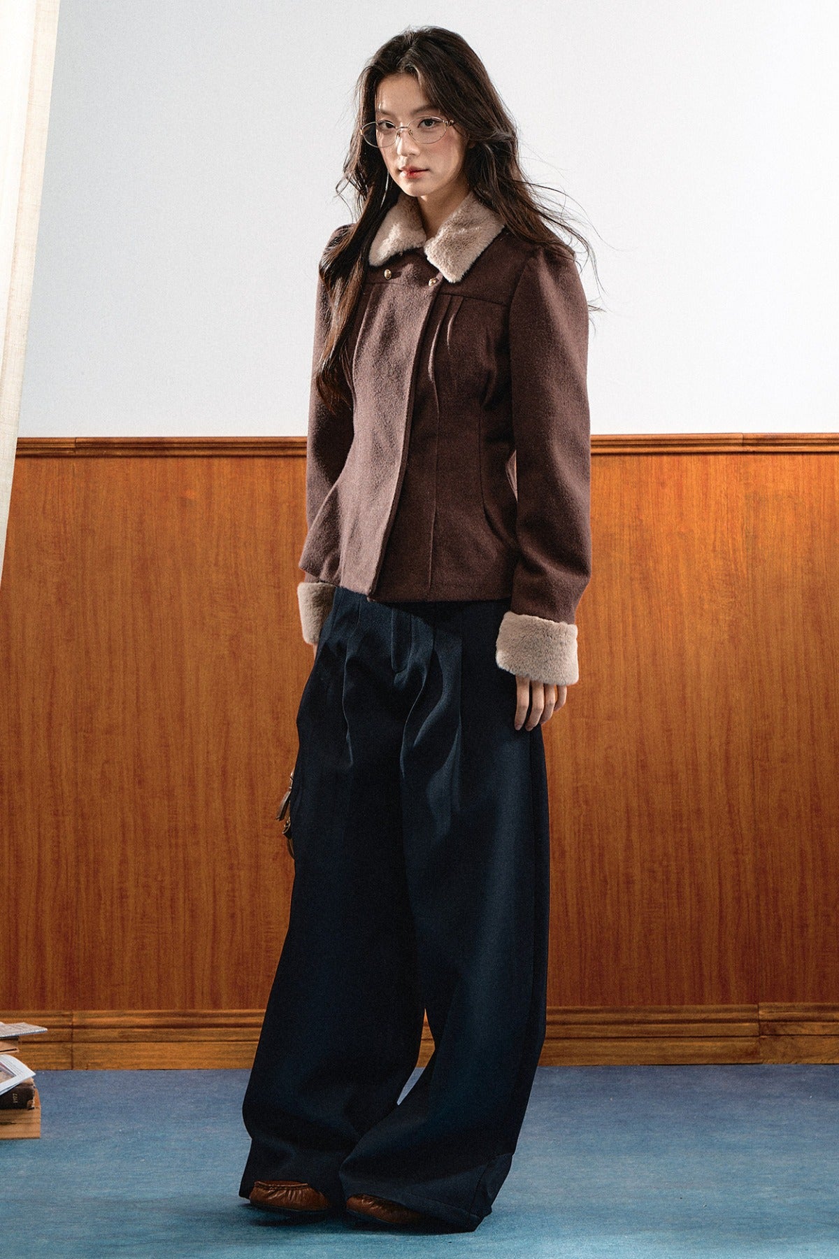 Plush Pleated Puff Shoulder Jacket