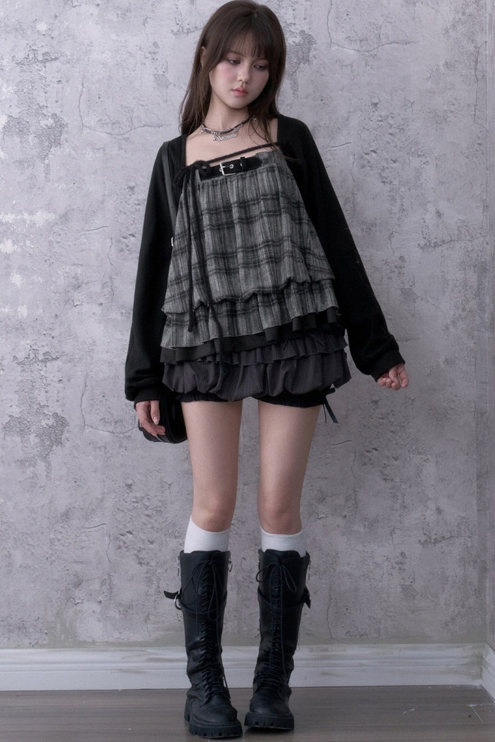 Plaid Camisole and Cover-Up Set-Up