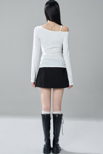 Unique Long-Sleeved Off-Shoulder Top