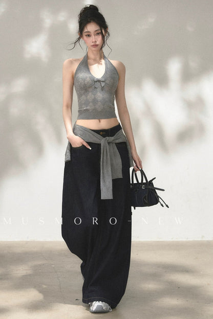 Vintage Asymmetric Denim Pants