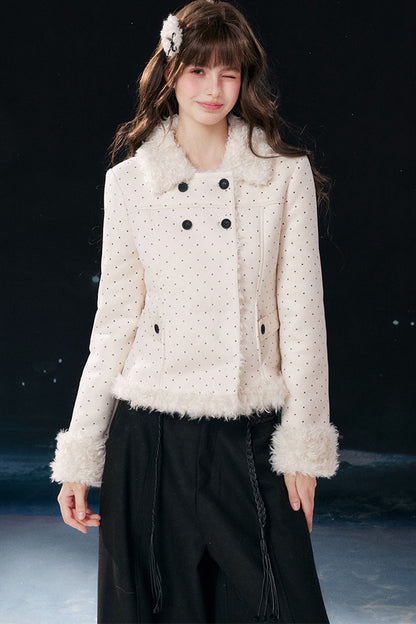 Polka Dot Faux Fur Jacket