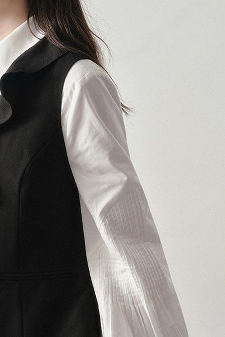 French Style Ruffled Suit Fabric Vest
