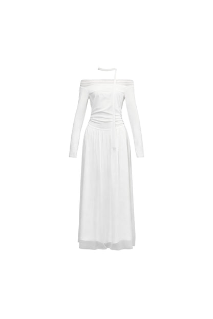 Off-Shoulder Lily Mesh Patchwork Long Dress