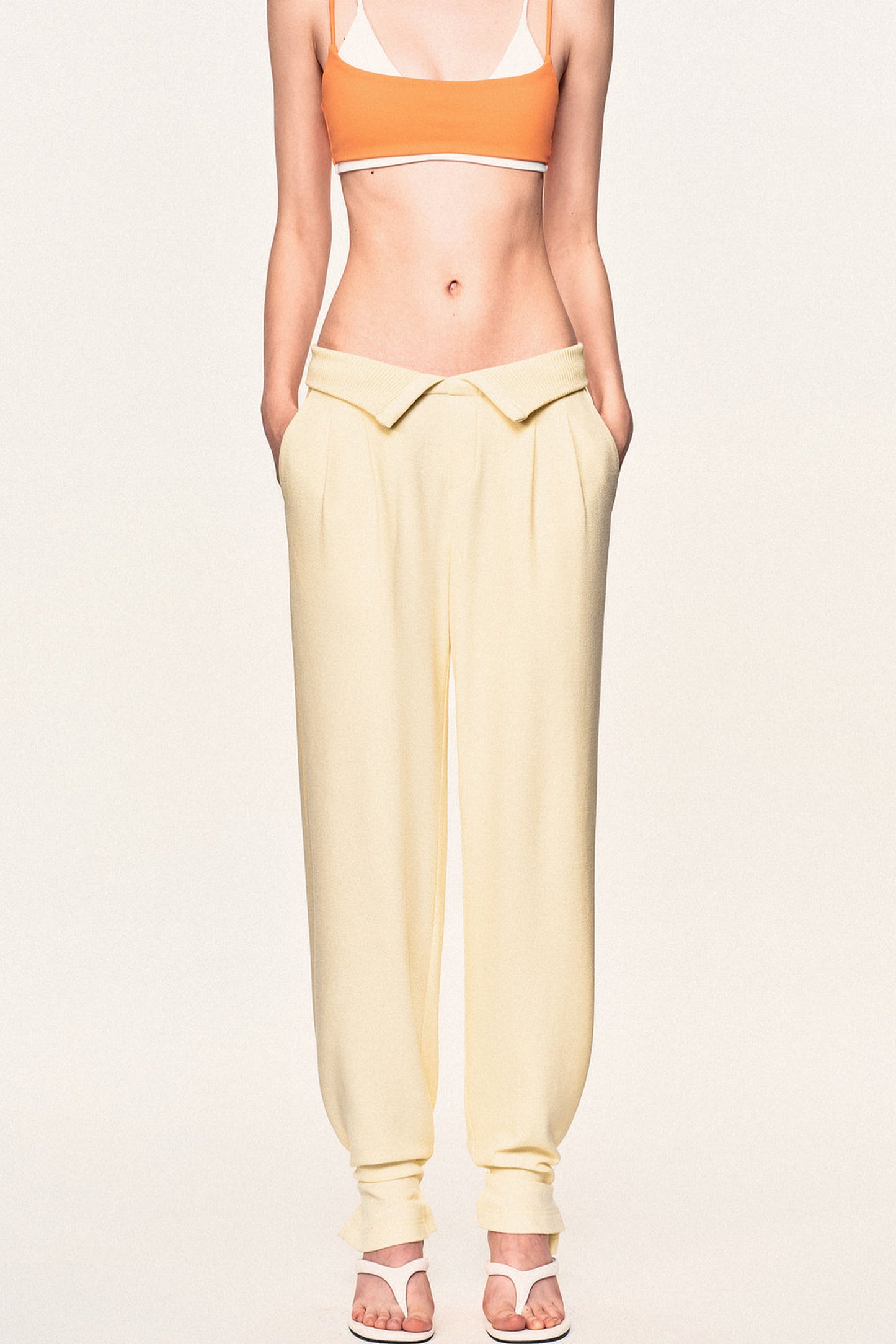 High-Waisted Fold-Over Waist Knit Pants