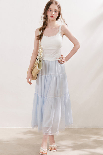 Lace Tiered Long Skirt