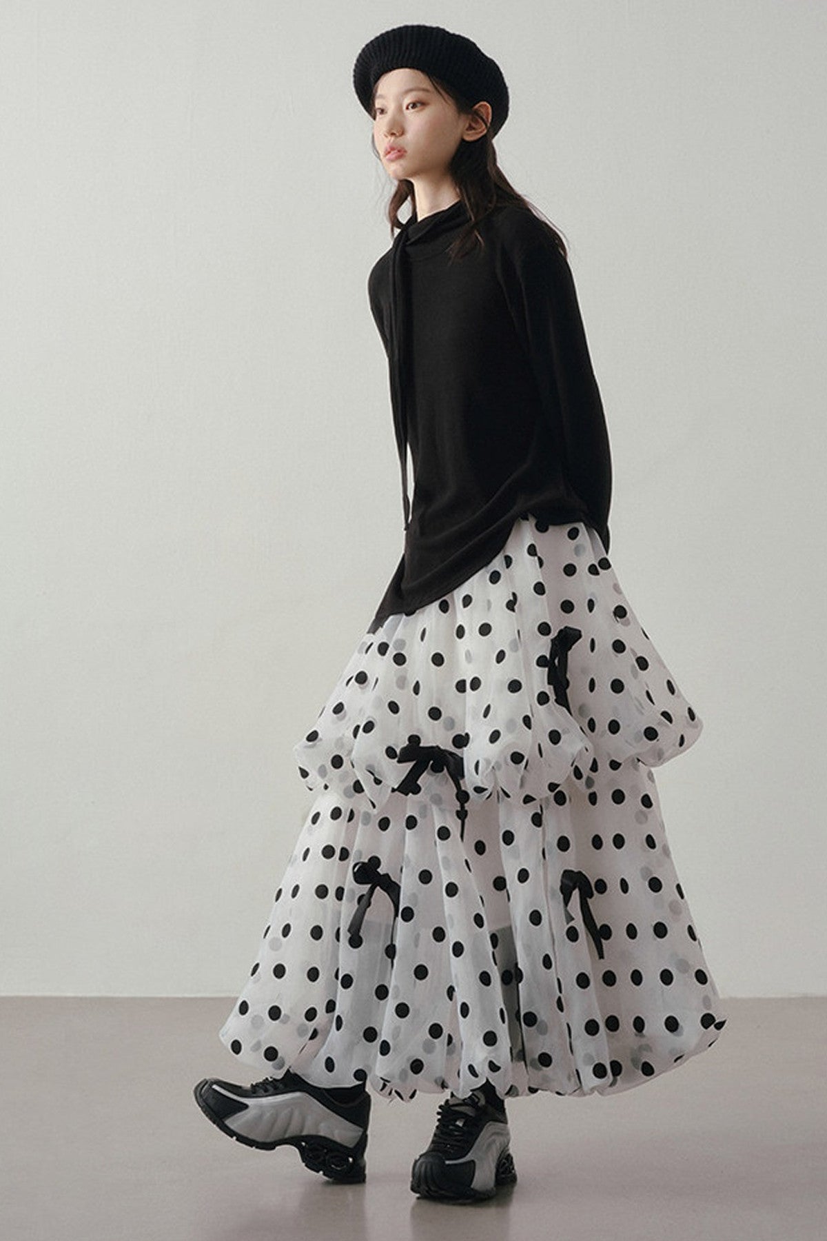 Polka Dot Tiered Bow Skirt