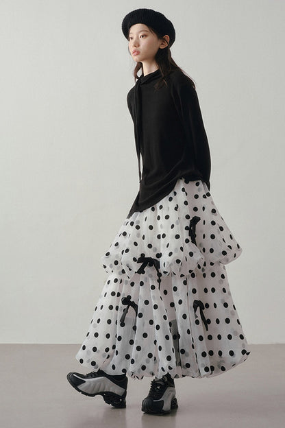Polka Dot Tiered Bow Skirt