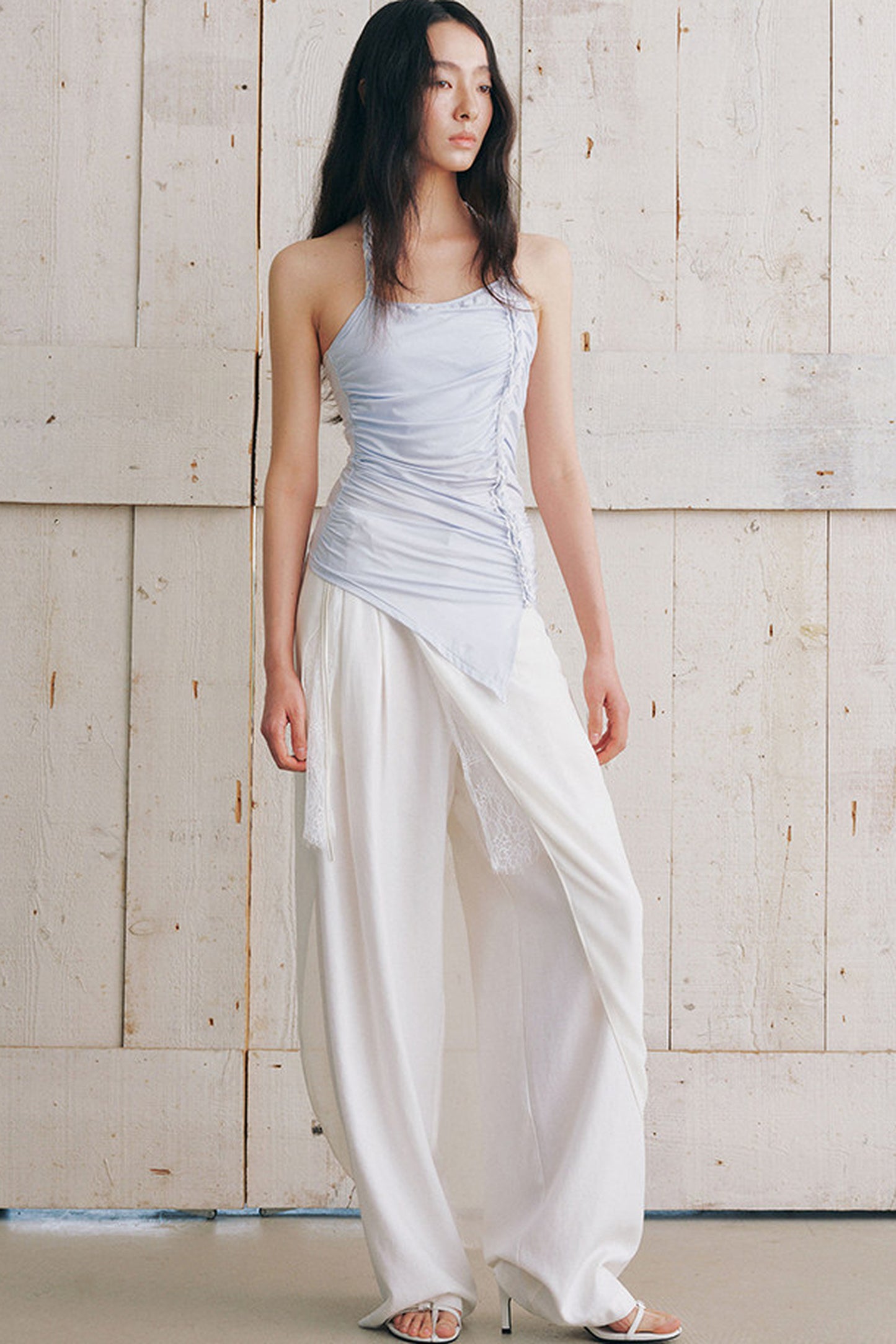 Ruched Side Tie Halter Camisole