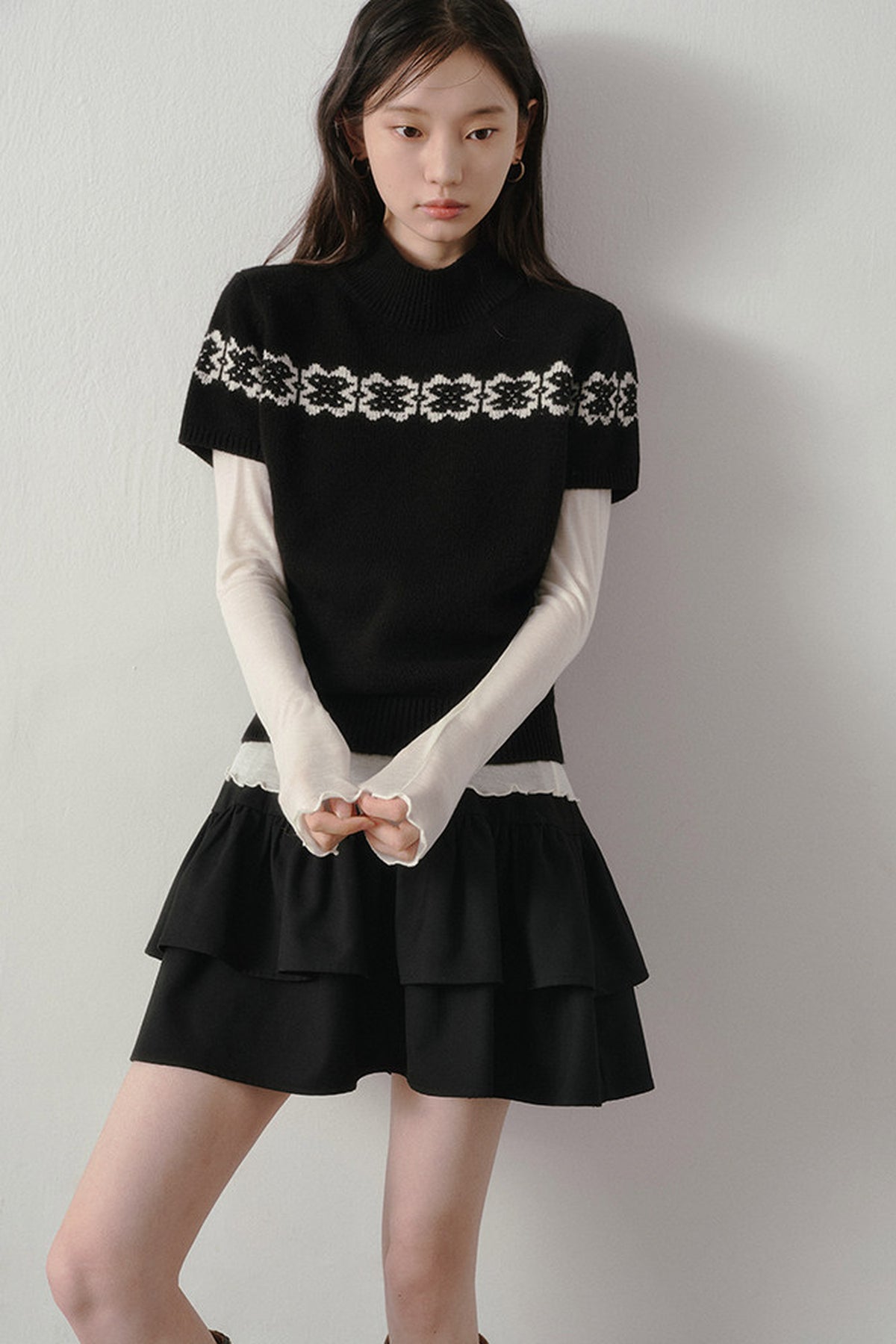 Ballet Style Solid Long Sleeve Top