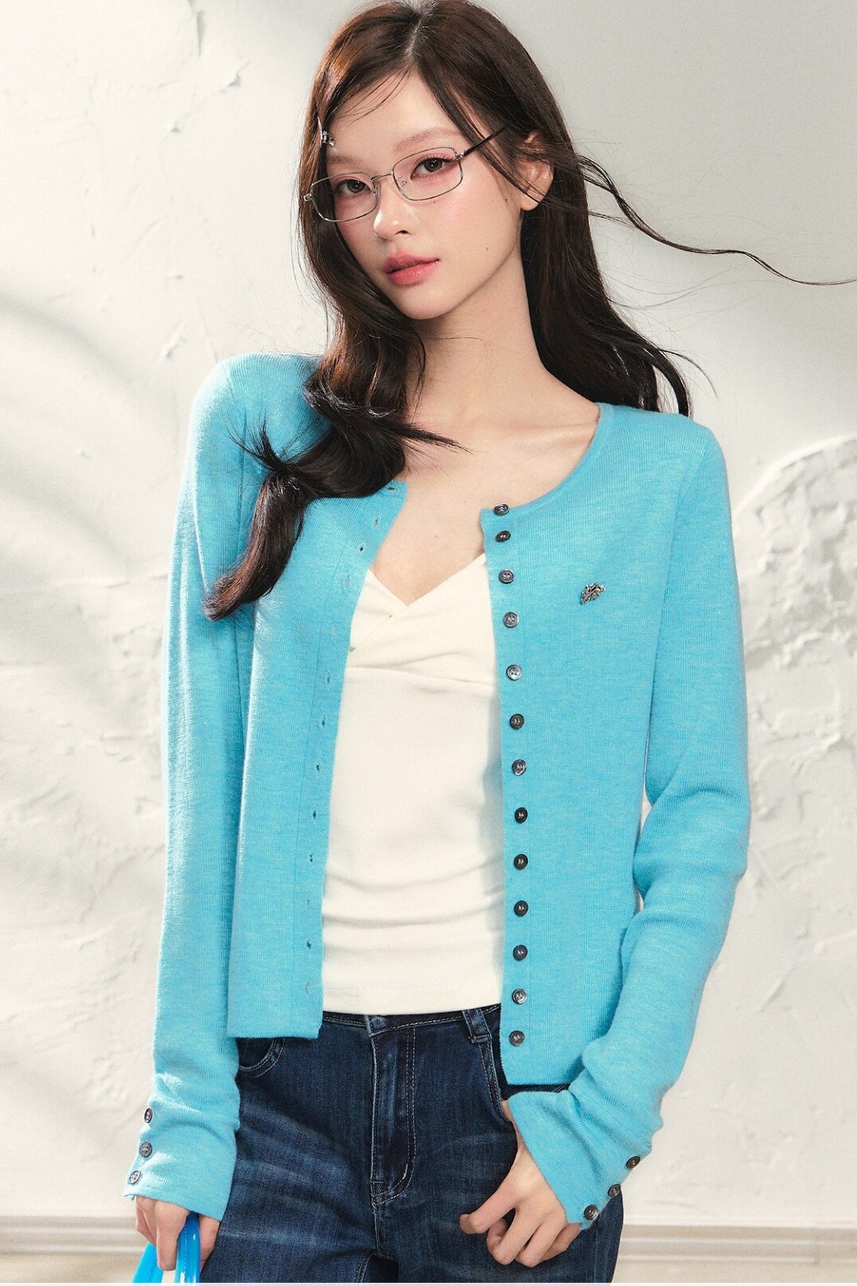 Yellow Long-Sleeve Knit Cardigan Set with Camisole and Pants Set-Up