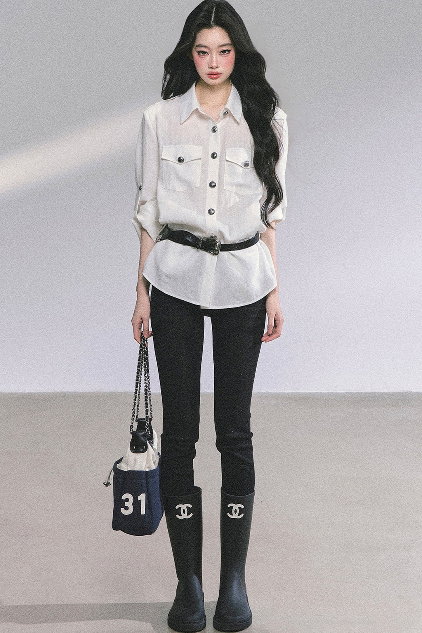Camicia con collo polo francese