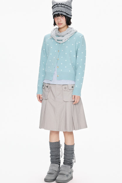 Polka Dot Short Knit Cardigan