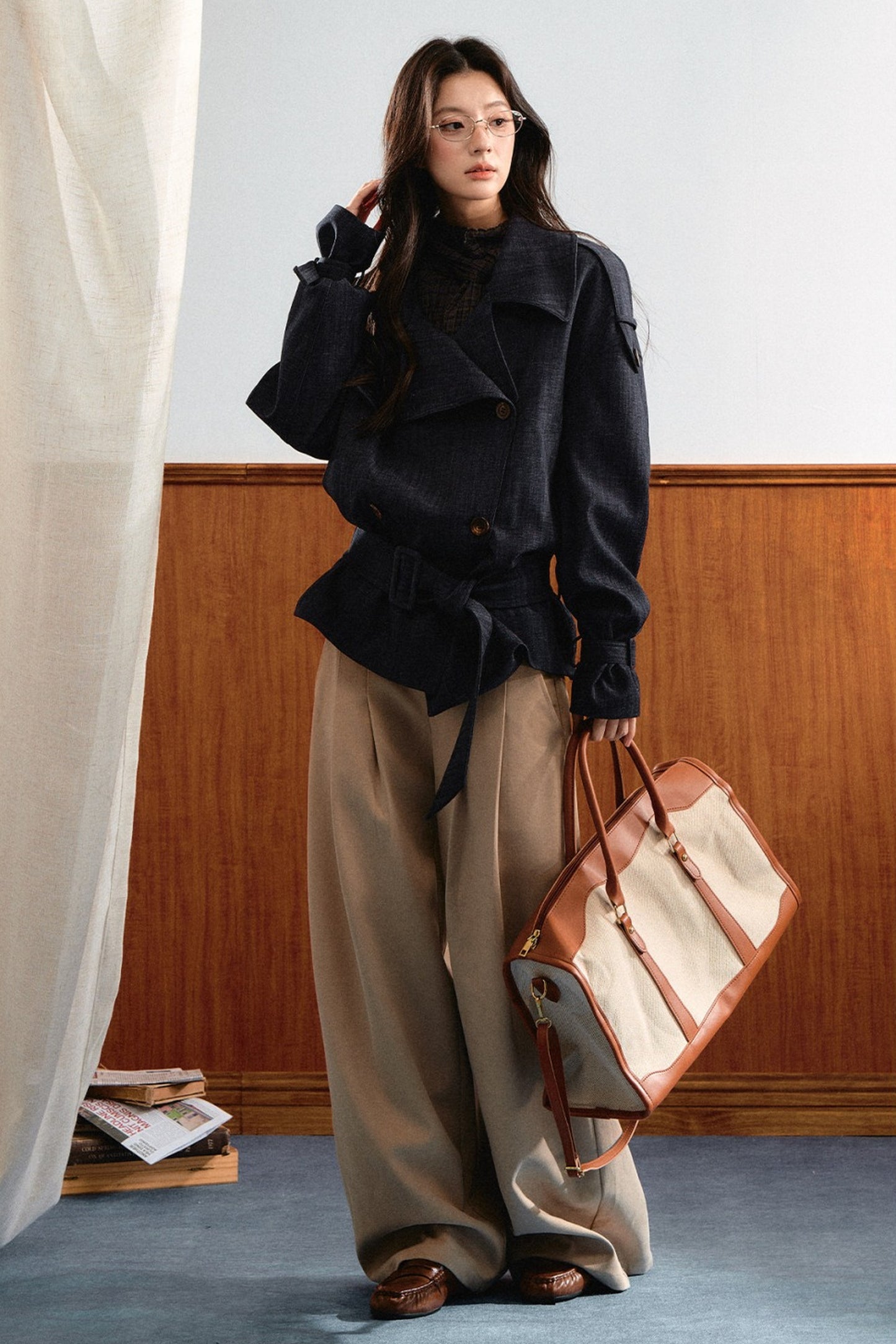 Retro Denim Trench Coat