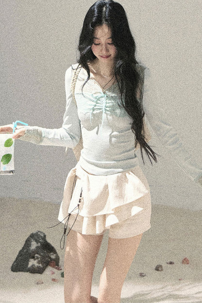 Long Sleeve Lace V-Neck Top