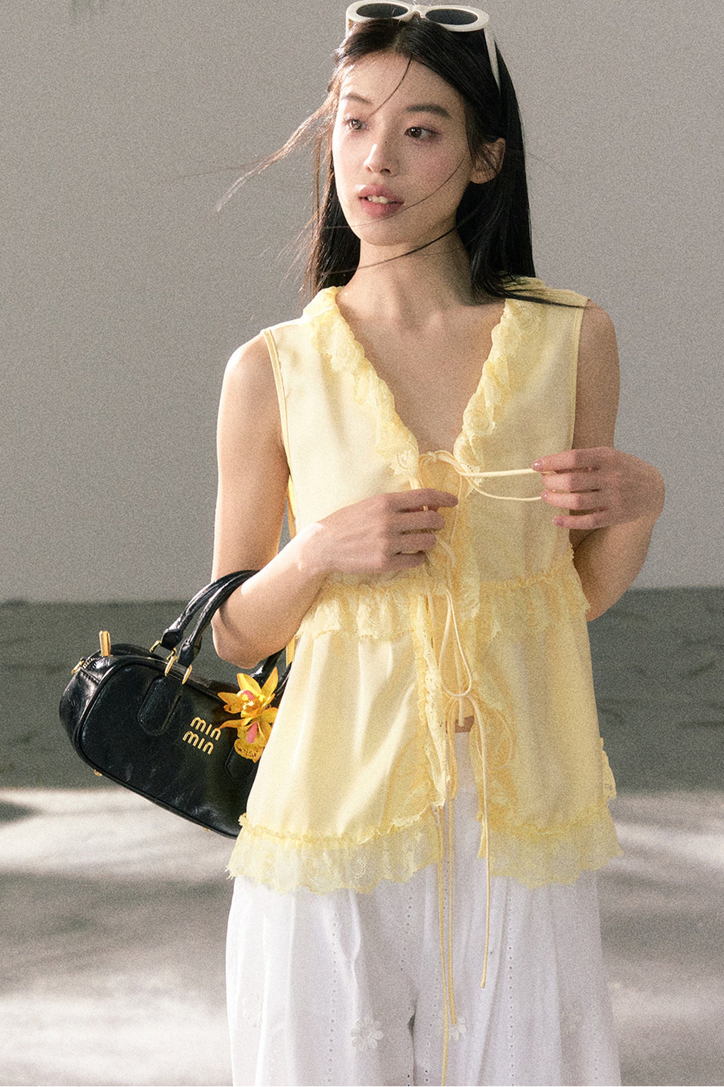 French Lace Ruffled Vest