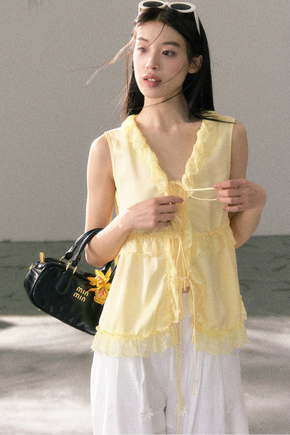 French Lace Ruffled Vest