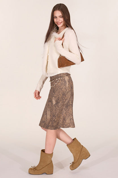 Fox Fur Trim Wool Cardigan