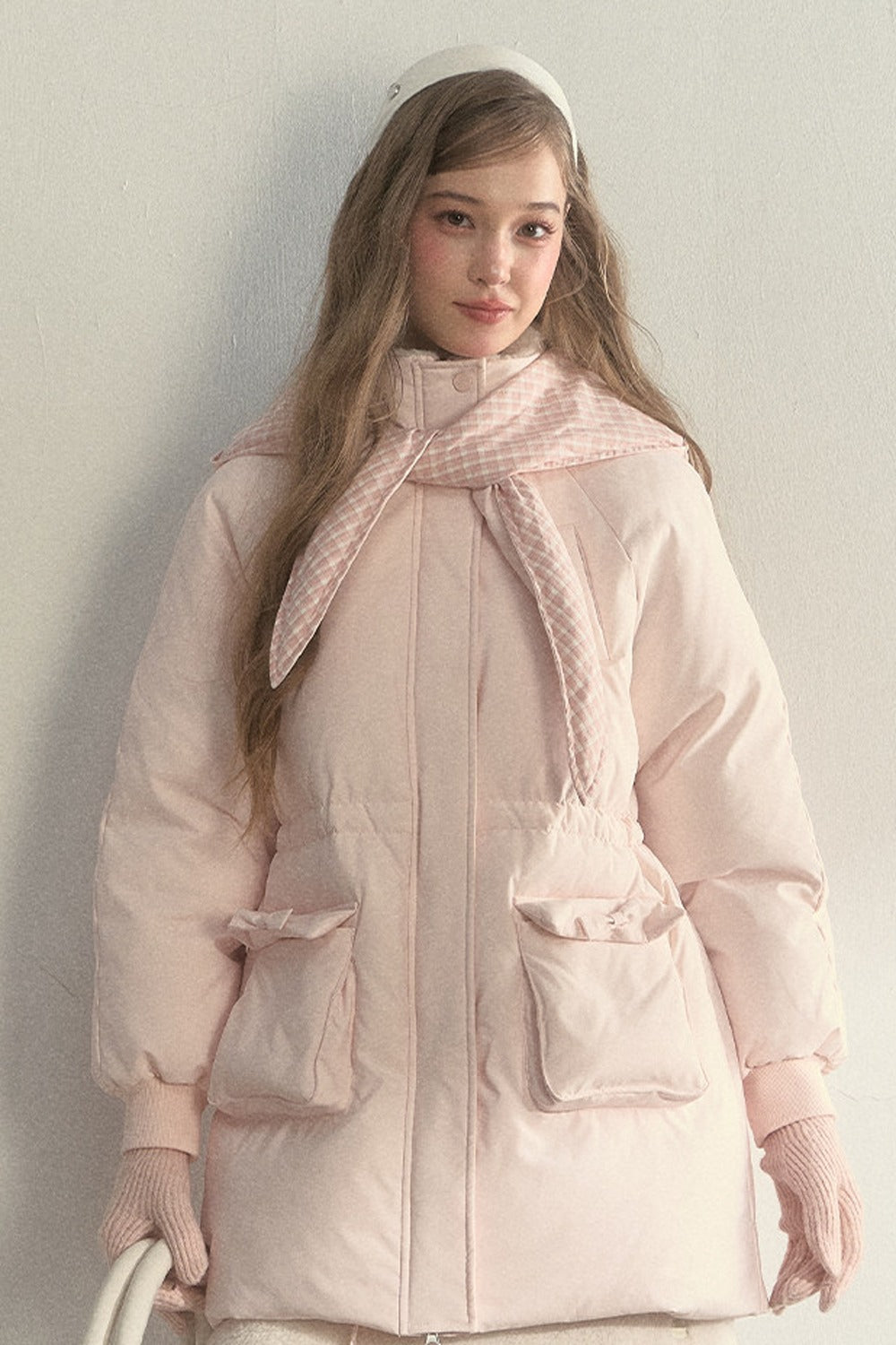 Cloud Scarf Hat Mid-Length Down Jacket