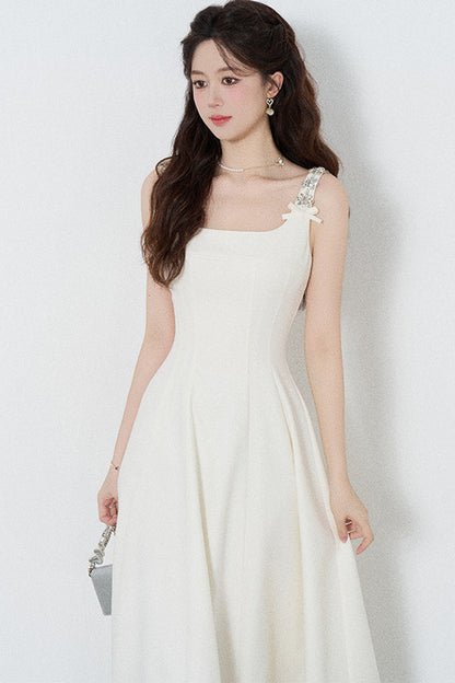 Elegant White Drapey Dress