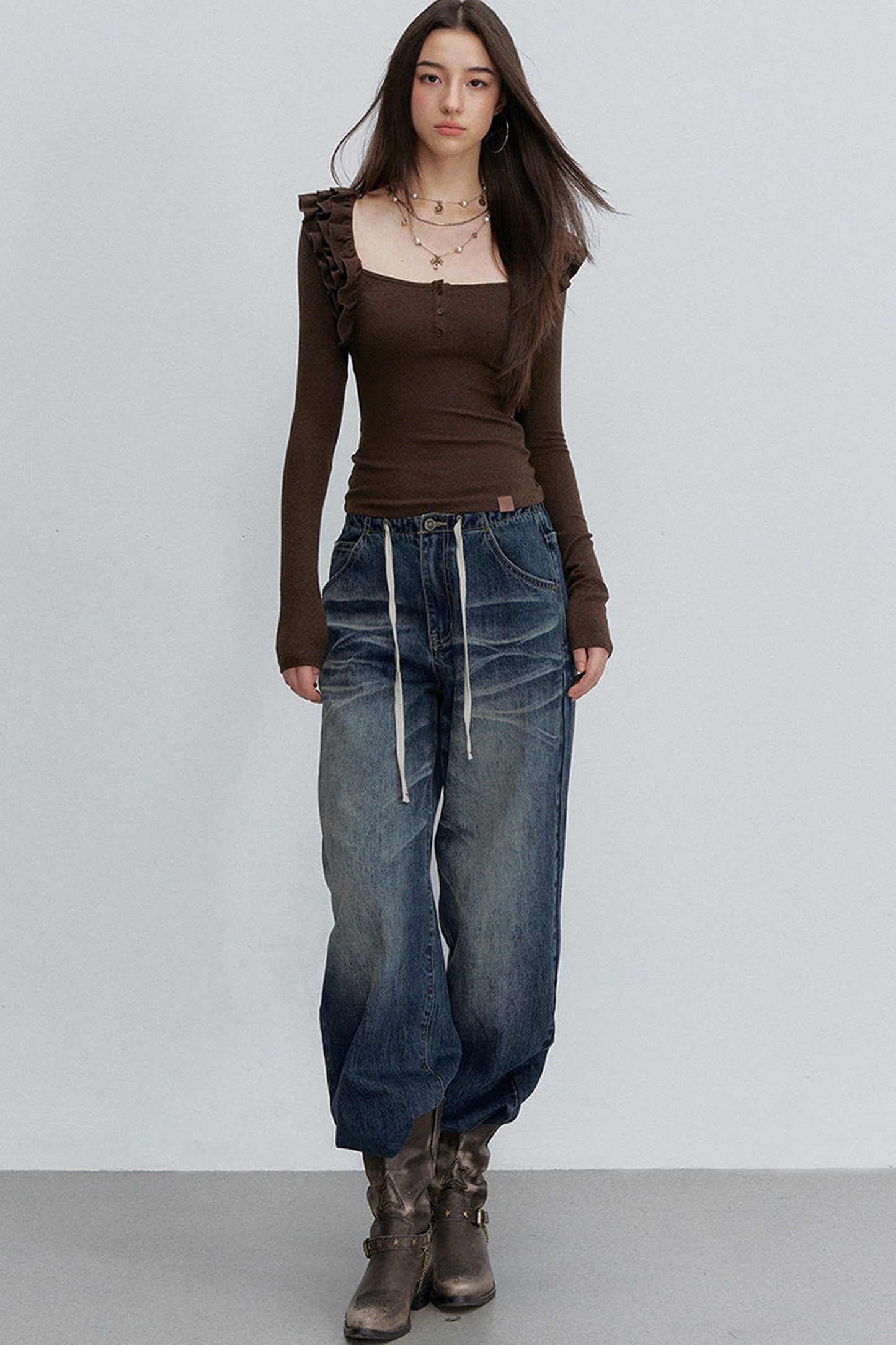 Pantaloni in denim sfumato retrò