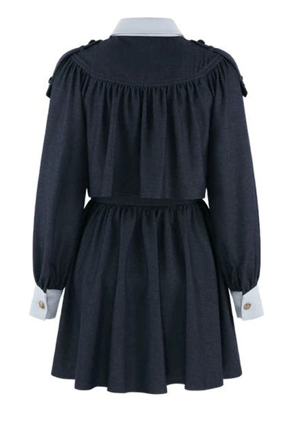 Long-Sleeved Layered-Look A-Line Dress