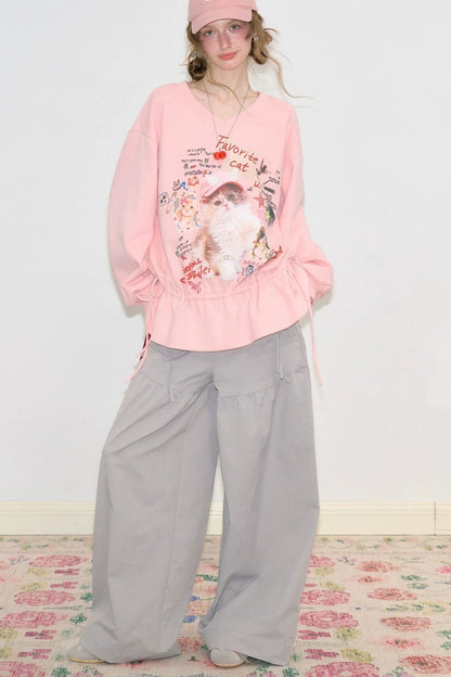 High-Waisted Wide-Leg Long Pants