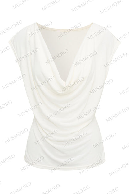 Set con top in ramia a maniche corte con scollo a V profondo e canotta