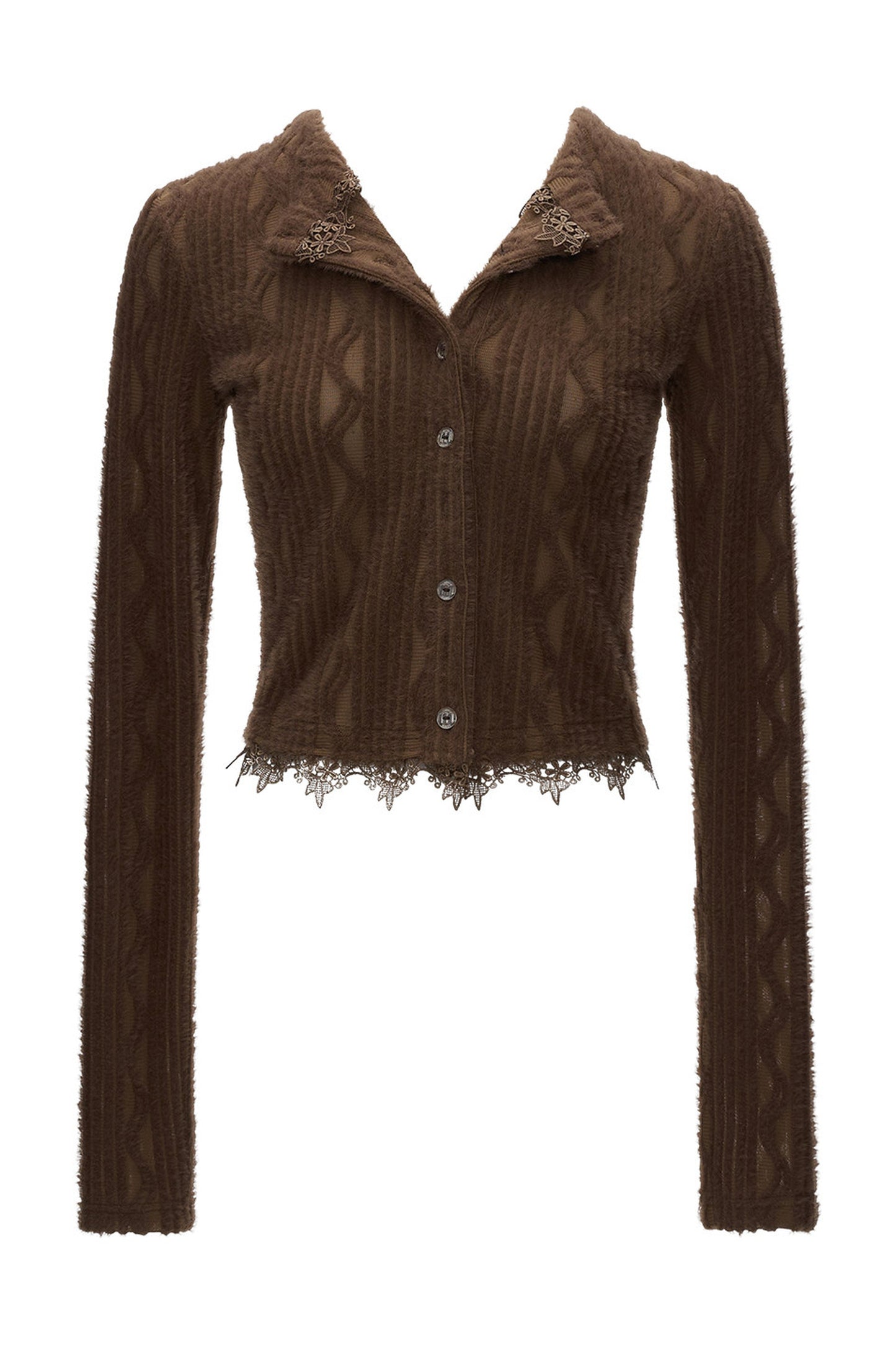 Lace Long Sleeve Knit Cardigan Top