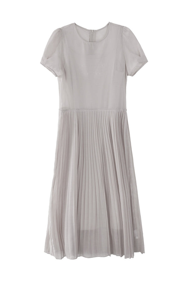 Gray Camisole and Pleated Long Dress Set