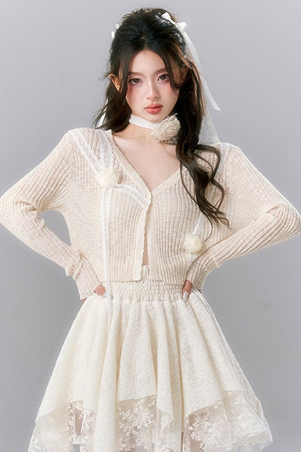 Pompon-Strickjacke