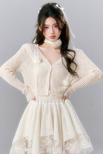 Pompon-Strickjacke