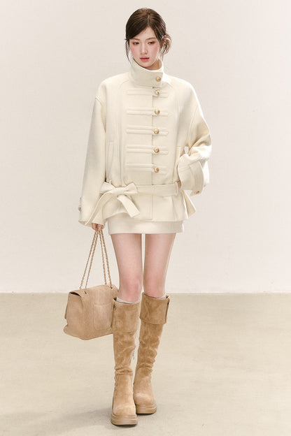Loose Stand Collar Woolen Jacket