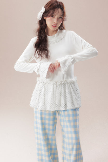 Polka Dot Ruffle Base Layer Top