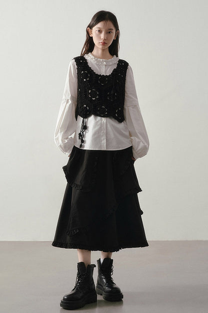 Original Design Gentle Floral Knitted Vest