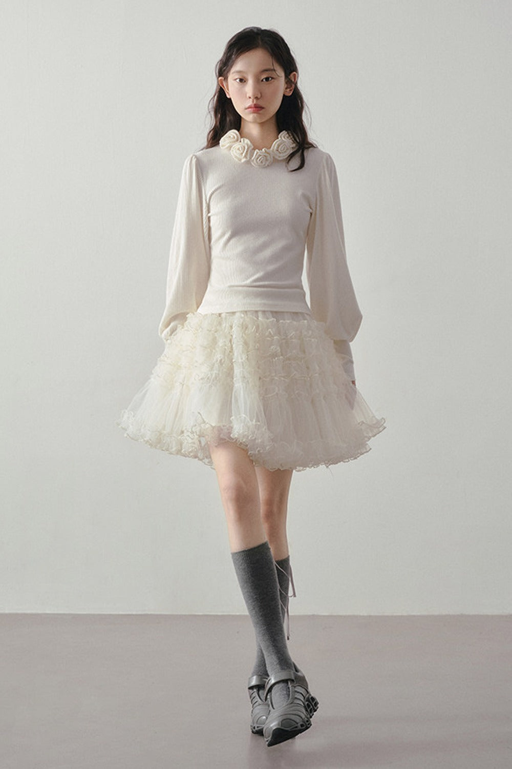 Multi-Layered Tulle Ruffle Skirt