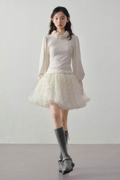 Multi-Layered Tulle Ruffle Skirt