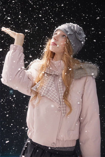 Pink Fur Collar Down Jacket