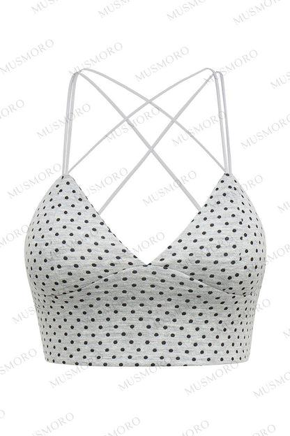 Polka Dot Cross-Back Top