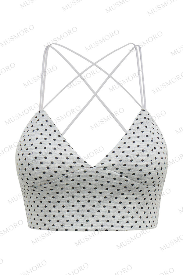 Polka Dot Cross-Back Top