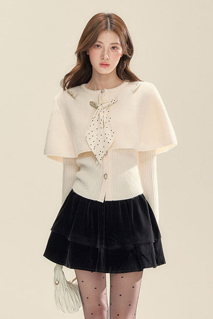 Gray Cape Knit Cardigan