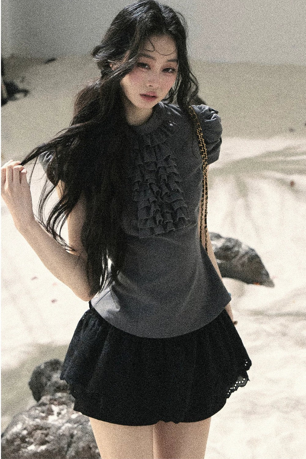 French Ruffle Puff Sleeve Top