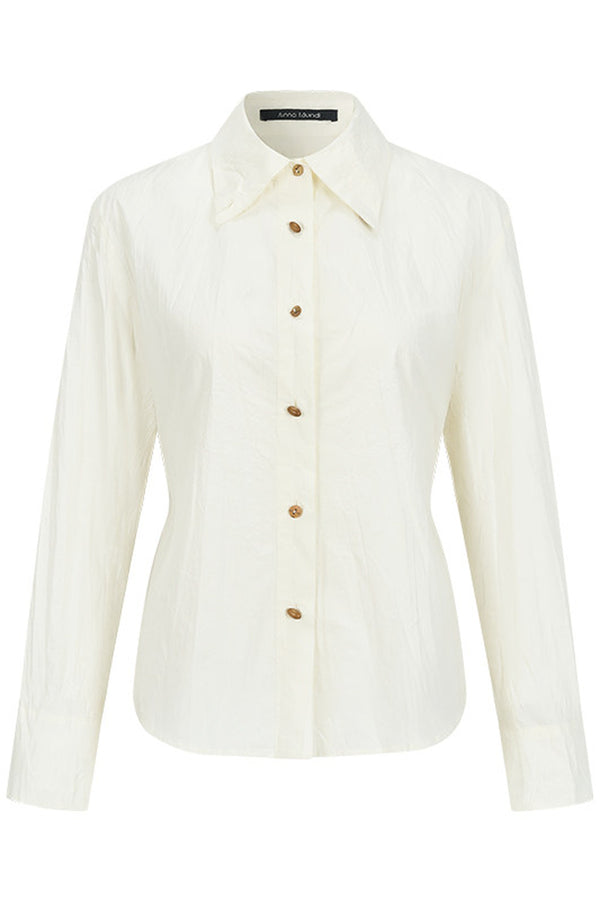 Pleated Stand Collar Shirt and Skirt Set