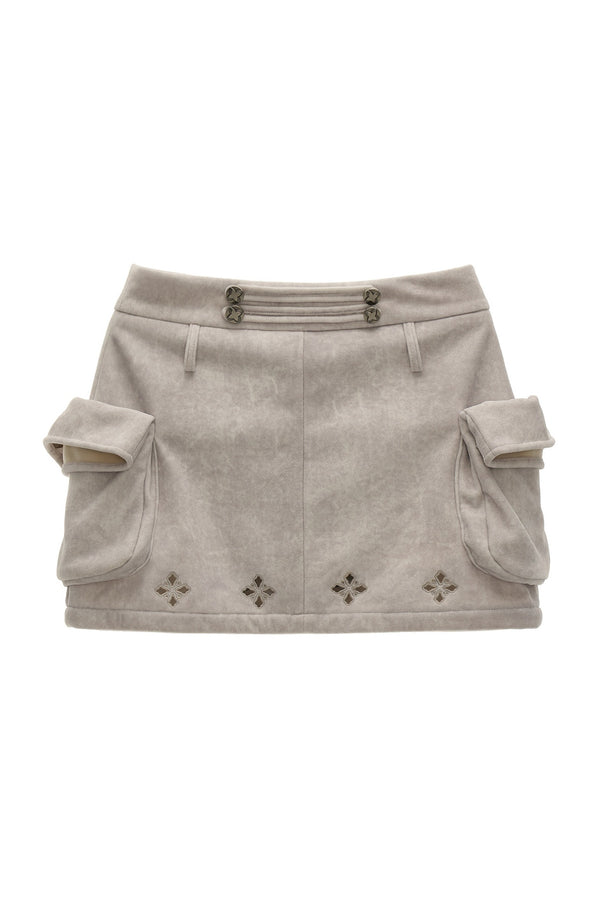 Dense Weave Velvet Flap Pocket Pantskirt