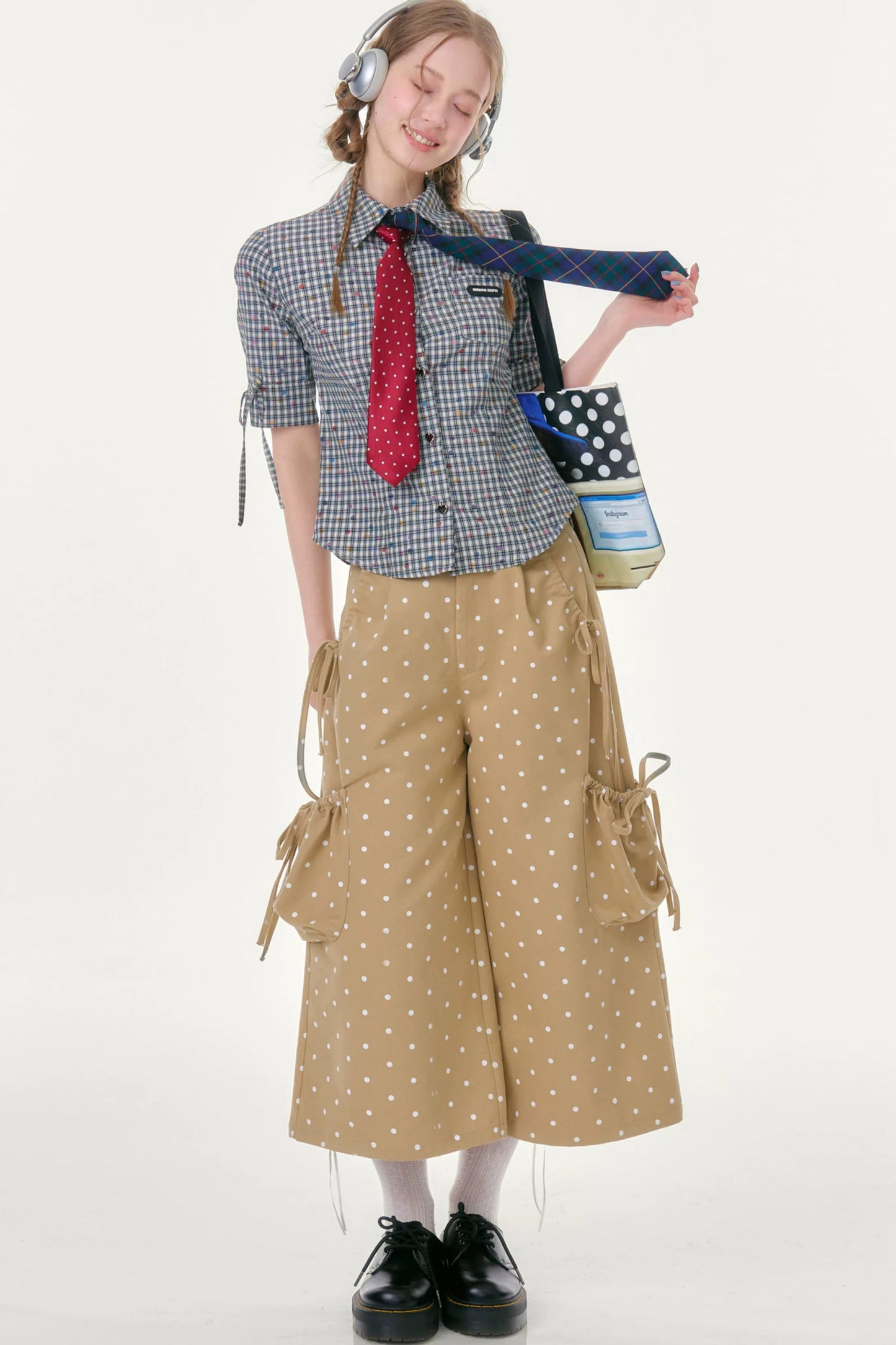 Milk Coffee Polka Dot Pants