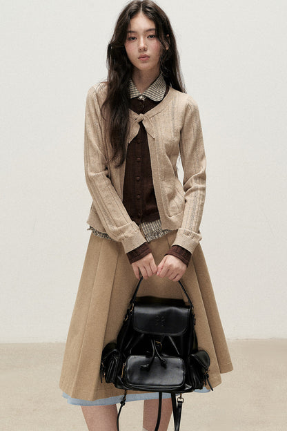 Plaid Collar Layered-Look Knit Top