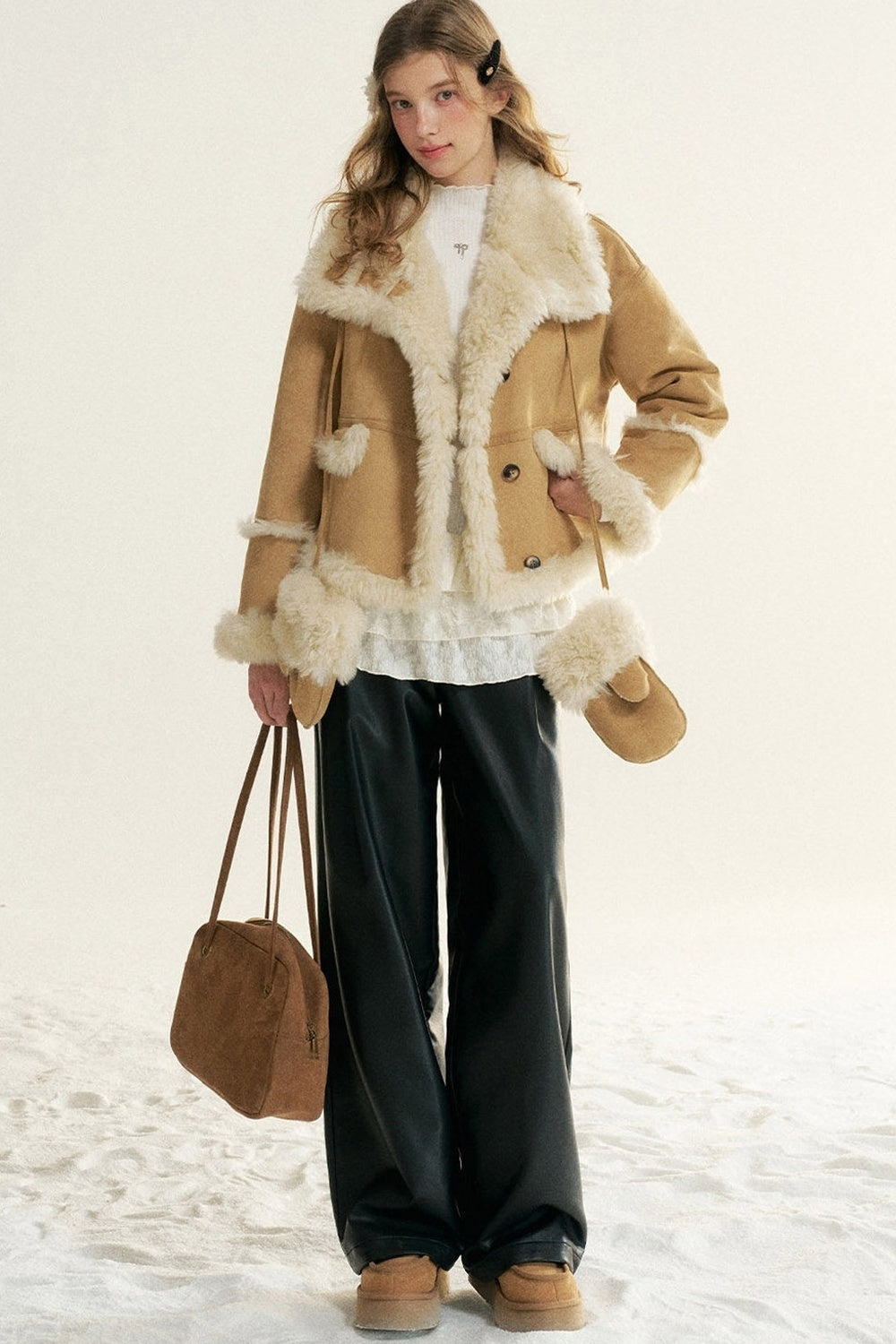 Loose Fur Integrated Suede Jacket